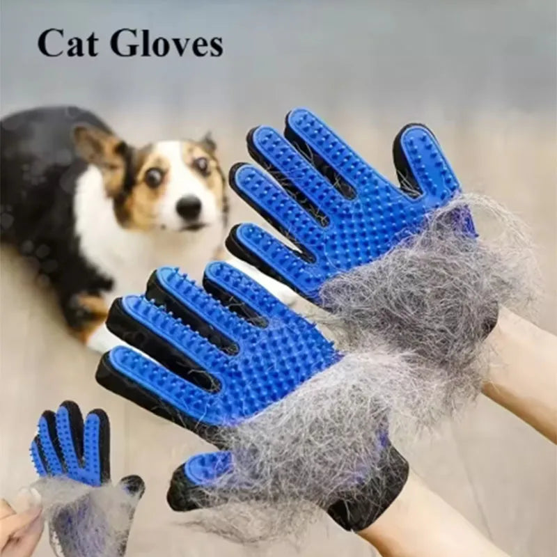 Close-up of the silicone grooming tips on the pet deshedding glove